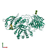 PDB entry 3zr5 coloured by chain, front view.