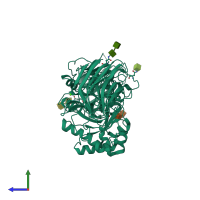 PDB entry 3zr5 coloured by chain, side view.