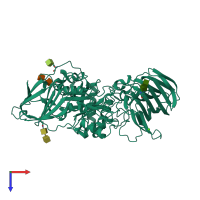 PDB entry 3zr5 coloured by chain, top view.