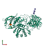 PDB entry 3zr6 coloured by chain, front view.