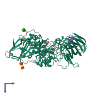 PDB entry 3zr6 coloured by chain, top view.