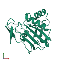 PDB entry 3zre coloured by chain, front view.