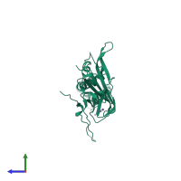 PDB entry 3zrs coloured by chain, side view.