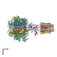 PDB entry 3zry coloured by chain, top view.