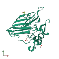 PDB entry 3zs3 coloured by chain, front view.