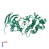 PDB entry 3zs5 coloured by chain, top view.