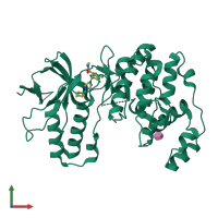 PDB entry 3zsh coloured by chain, front view.