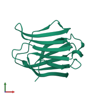 PDB entry 3zsl coloured by chain, front view.