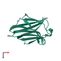 PDB entry 3zsl coloured by chain, top view.