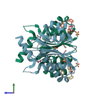 PDB entry 3zsx coloured by chain, side view.