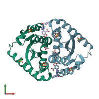 PDB entry 3zsy coloured by chain, front view.