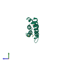 PDB entry 3zta coloured by chain, side view.