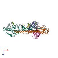 PDB entry 3ztn coloured by chain, top view.