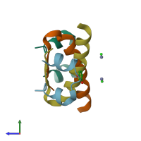 PDB entry 3zu1 coloured by chain, side view.