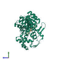 PDB entry 3zu2 coloured by chain, side view.