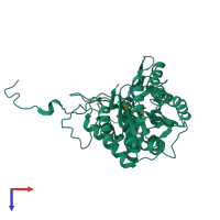 PDB entry 3zu2 coloured by chain, top view.