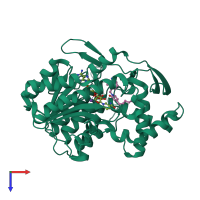 PDB entry 3zu5 coloured by chain, top view.