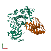 PDB entry 3zu7 coloured by chain, front view.
