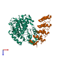 PDB entry 3zu7 coloured by chain, top view.