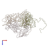 PDB entry 3zue coloured by chain, top view.