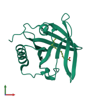 PDB entry 3zui coloured by chain, front view.