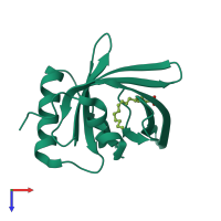 PDB entry 3zui coloured by chain, top view.