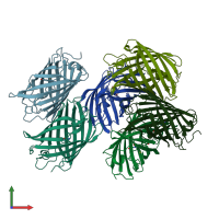PDB entry 3zuj coloured by chain, front view.