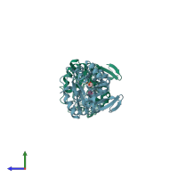 PDB 3zup coloured by chain and viewed from the side.
