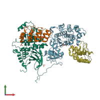 PDB entry 3zuv coloured by chain, front view.