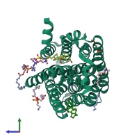 PDB entry 3zux coloured by chain, side view.