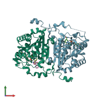 PDB entry 3zv5 coloured by chain, front view.