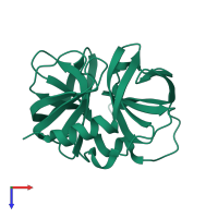 PDB entry 3zv8 coloured by chain, top view.