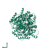 PDB entry 3zw3 coloured by chain, side view.