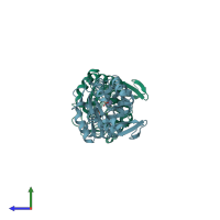 PDB entry 3zw7 coloured by chain, side view.