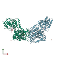 PDB entry 3zw9 coloured by chain, front view.