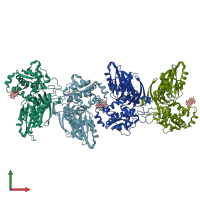 PDB entry 3zx2 coloured by chain, front view.