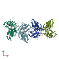 PDB entry 3zx3 coloured by chain, front view.