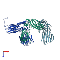 PDB entry 3zx9 coloured by chain, top view.