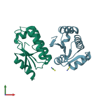 PDB entry 3zxn coloured by chain, front view.