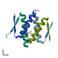 PDB entry 3zy0 coloured by chain, front view.