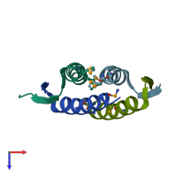 PDB entry 3zy0 coloured by chain, top view.