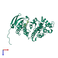 PDB entry 3zya coloured by chain, top view.