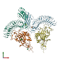 PDB entry 3zyj coloured by chain, front view.