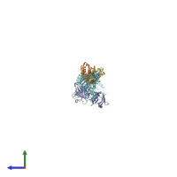 PDB entry 3zys coloured by chain, side view.