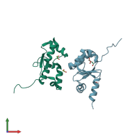 PDB entry 3zyw coloured by chain, front view.