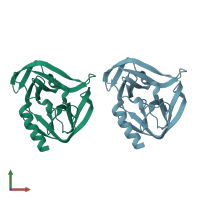 PDB entry 3zz3 coloured by chain, front view.