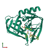 PDB entry 3zz8 coloured by chain, front view.