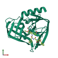 PDB entry 3zz9 coloured by chain, front view.
