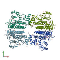 PDB entry 3zzh coloured by chain, front view.