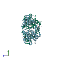 PDB entry 3zzw coloured by chain, side view.